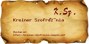 Kreiner Szofrónia névjegykártya